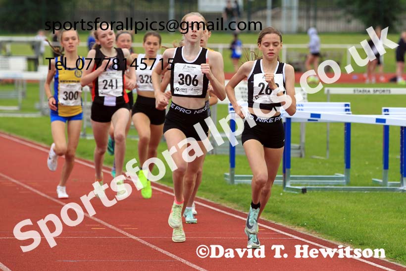 Girls under-13s 800 metres, 2023 Northern Under-13s, Under-15s and Under-17s, Middlesbrough.  Photo: David T. Hewitson/Sports for All Pics